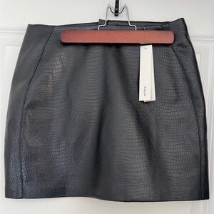 Aqua Leather Black Mini Skirt
